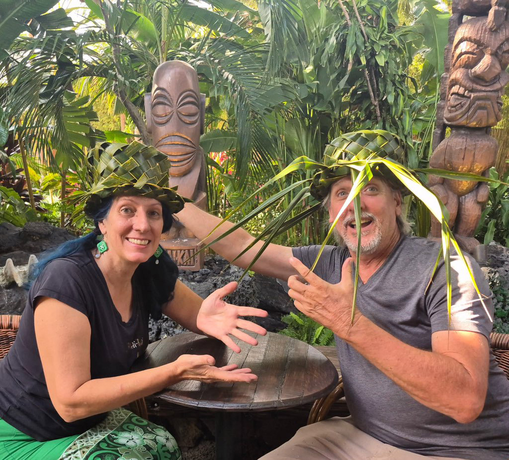 Palm frond hat workshop