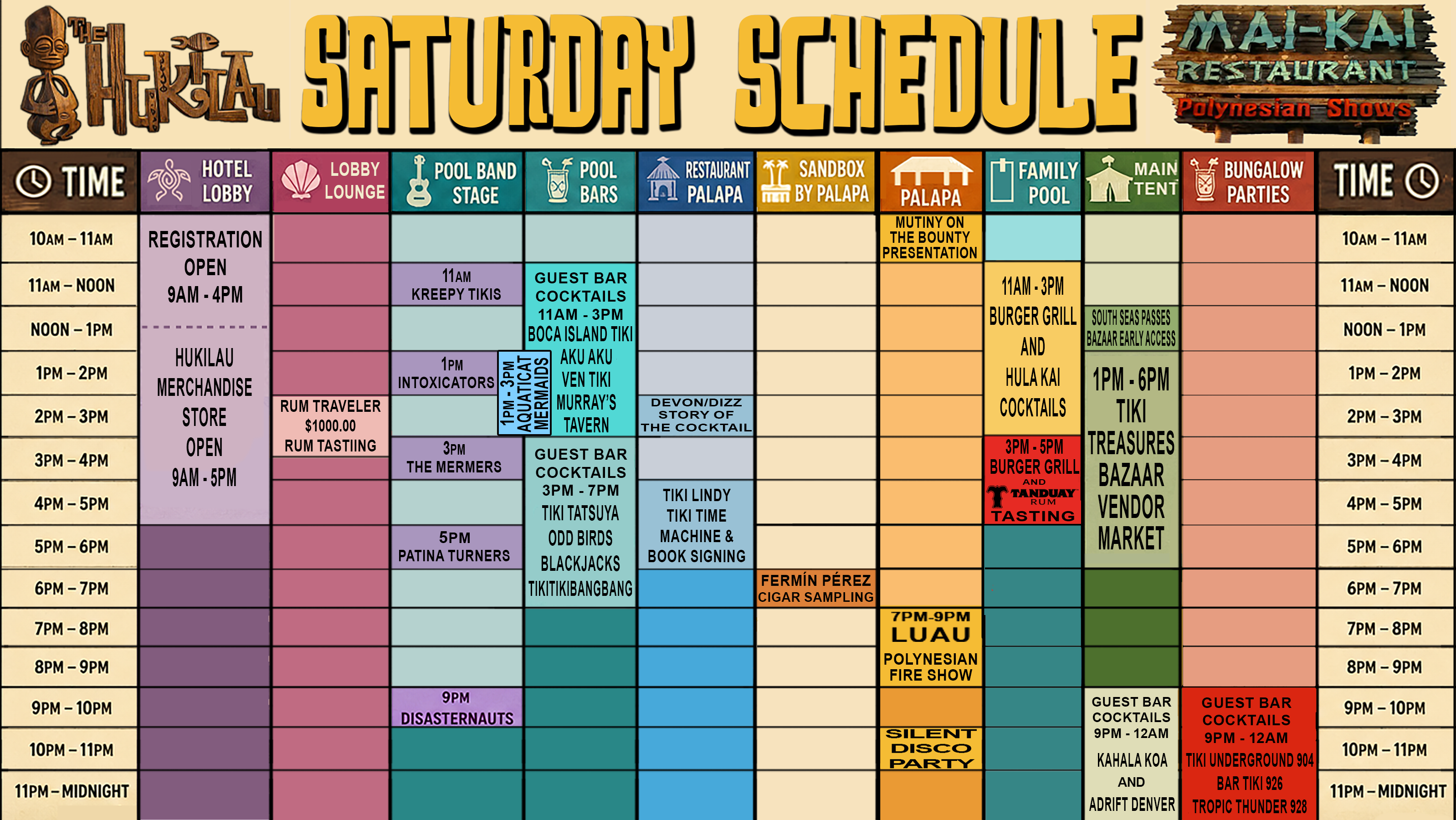 Saturday Schedule